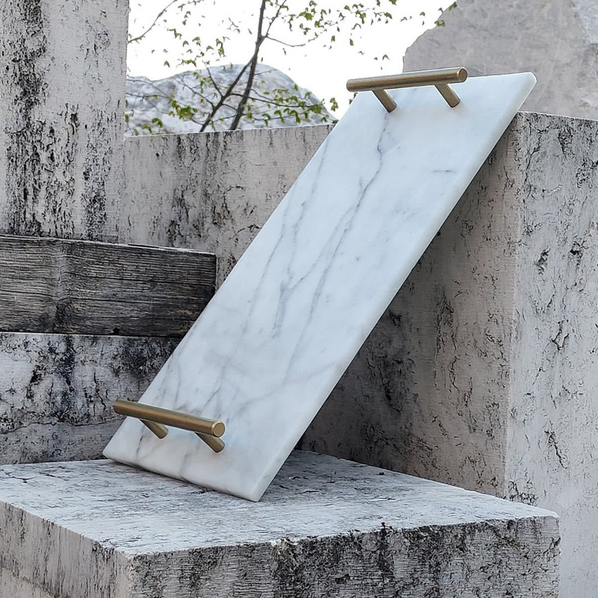 Vassoio in marmo Manico by Carrara Home Design 