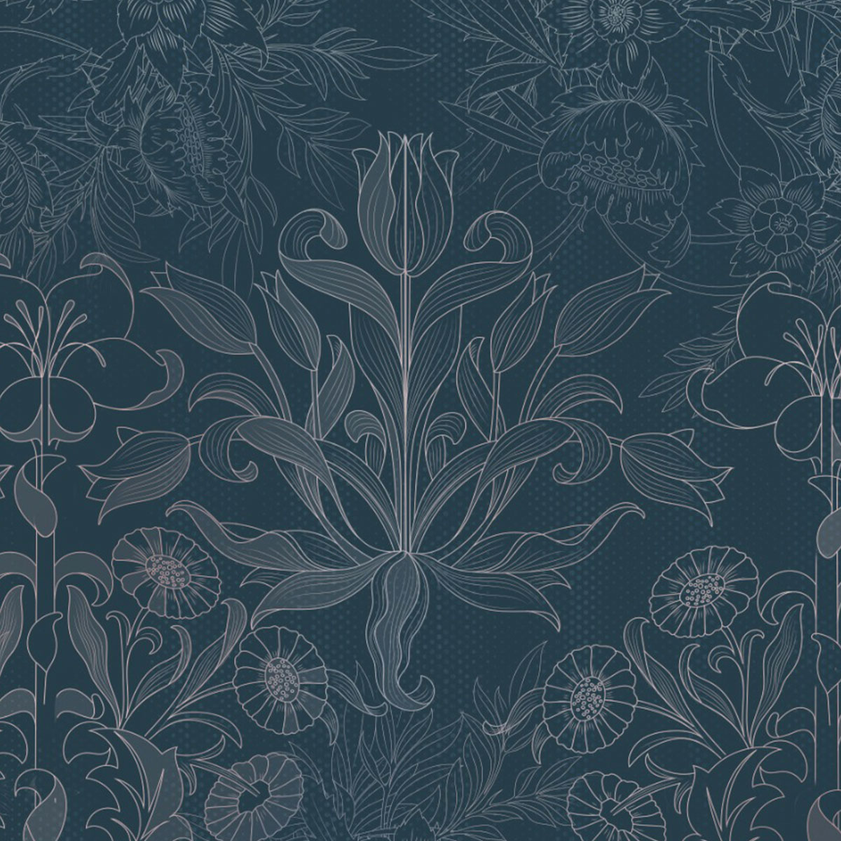 Rivestimento per pareti Flowers Fantasy blue, carta vinilica TNT by Officinarkitettura
