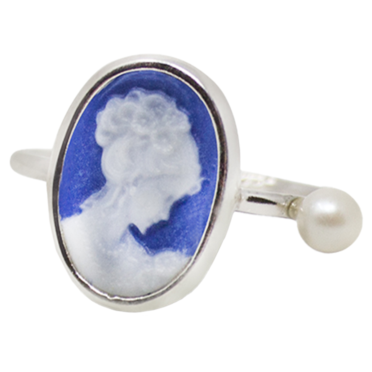 Anello in argento Mini Cammeo blu, 10 by Vintouch