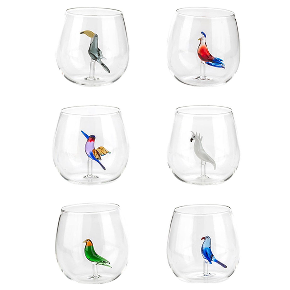 Set 6 bicchieri Tropical Birds
