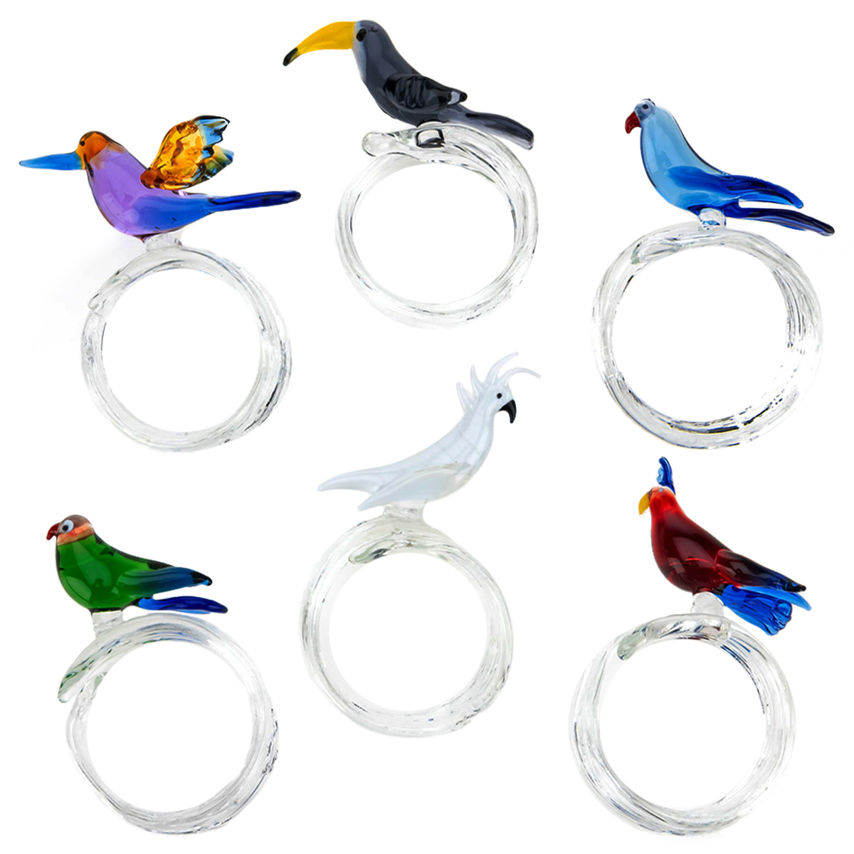 Set 6 anelli portatovaglioli Tropical Birds