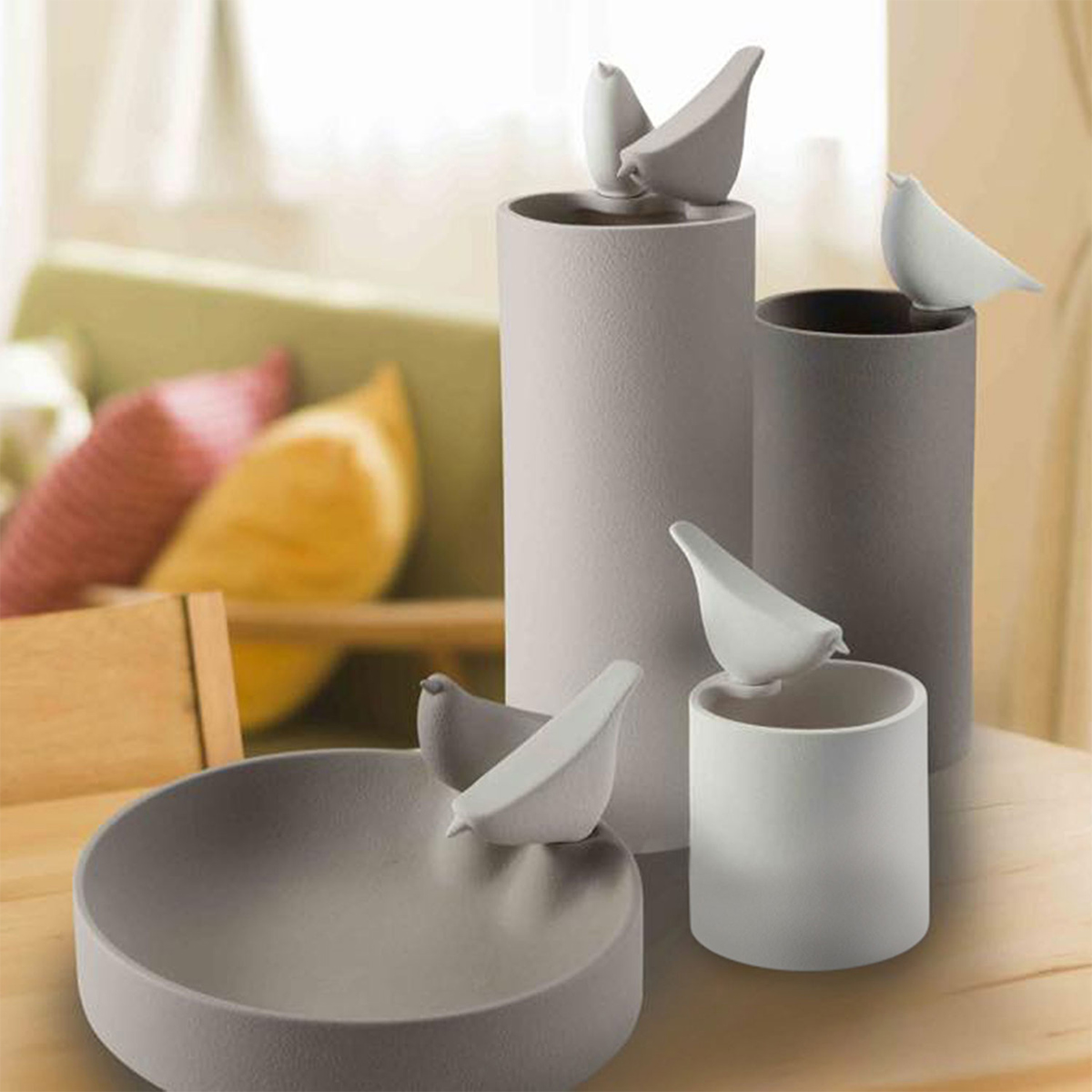 Vaso design Colibrì 3, fumo-caolino by Lineasette