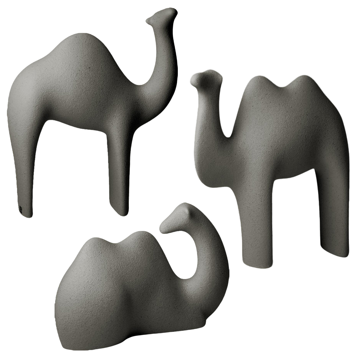 Set 3 statuette design Cammelli e Dromedari, fumo by Lineasette