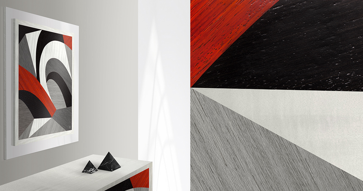 INTARSIO - Tappeto Moderno Geometrico Quadri Rosso Nero Grigio