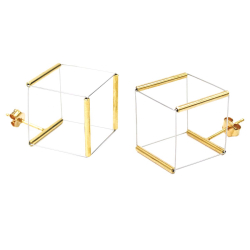 Orecchini Cube due, oro by Takirai Design