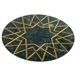 Vassoio design Palatina rotondo , verde imperiale |  smaltata oro by Kimano Design