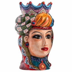 Vaso in ceramica con volto Carretto femmina