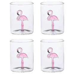 Set 4 bicchieri decorati Flamingo