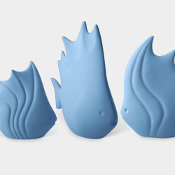  Set 3 sculture in ceramica Pesci tropicali, blu by Lineasette