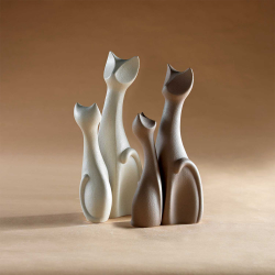 Set 2 sculture in ceramica Gatti siamesi, ardesia by Lineasette
