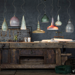Lampada a sospensione Vague Vintage II, sfumato ruggine by Ferroluce