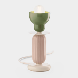 Lampada design da tavolo Berimbau II, verde salvia e grigio sabbia by Ferroluce