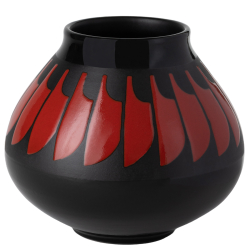 Vaso nero con piume Navajo