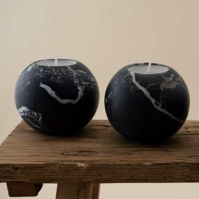 Portacandele Ball, nero marquina by Carrara Home Design 