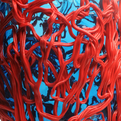 Vaso in resina Spaghetti Special Coral-Blue by Corsi Design