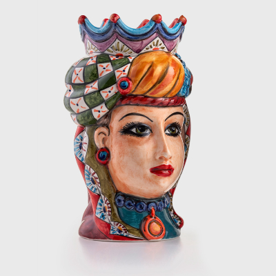 Vaso in ceramica con volto Carretto femmina by Artefice Atelier