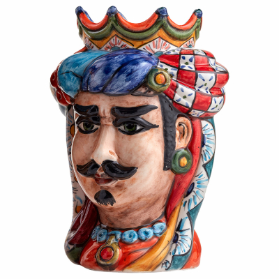 Vaso in ceramica con volto Carretto maschio by Artefice Atelier