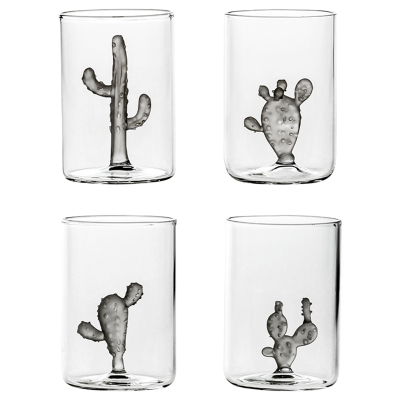 Set 4 bicchieri design Cactus sabbiato
