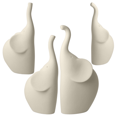Set 4 sculture in ceramica Elefanti cuccioli