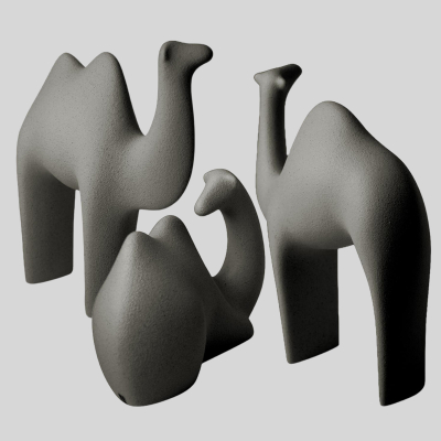 Set 3 statuette design Cammelli e Dromedari, fumo by Lineasette